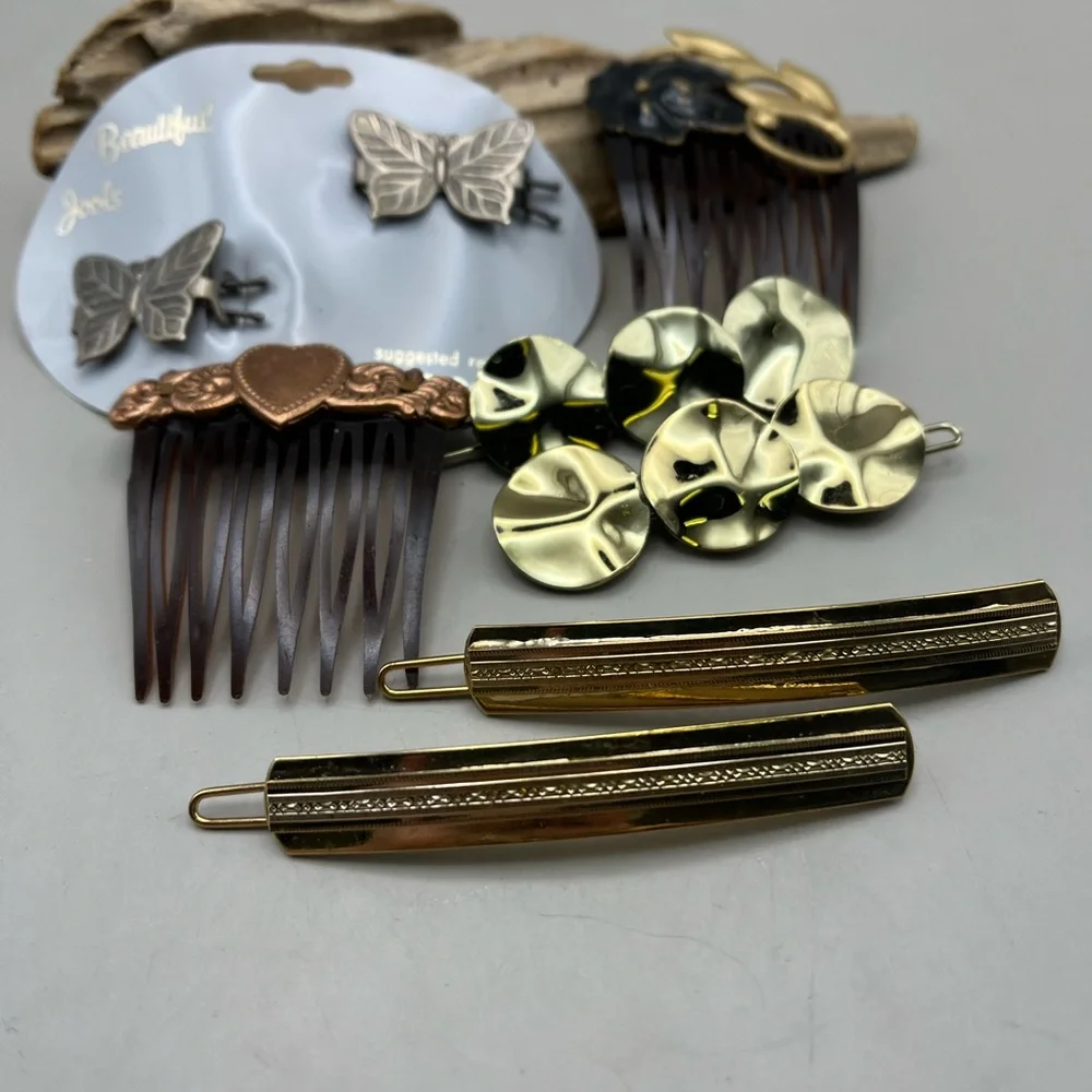 Vintage Gold and Brown Hair Accessory Set -Retro - Hollywood Style-Great Gift